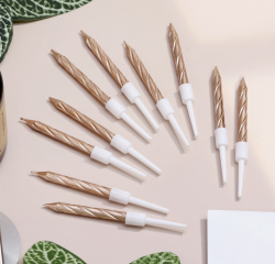 Изображение Свечи в торт «Спираль», 10 шт., средние, 5 см, шампань